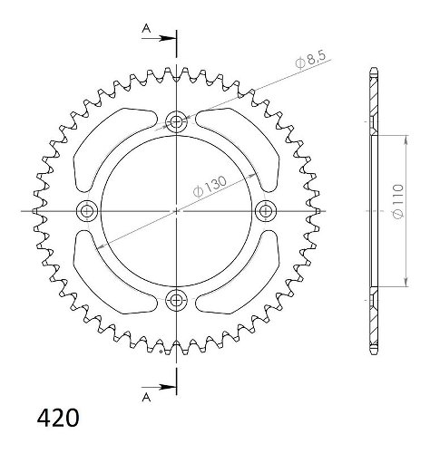 Supersprox Aluminium Chain wheel 420 - 51Z (silver)