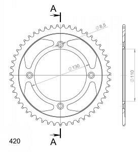 Supersprox acier roue d`entrainement 420 - 52Z (noir)