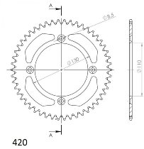 Supersprox aluminio rueda de cadena 420 - 52Z (negro)