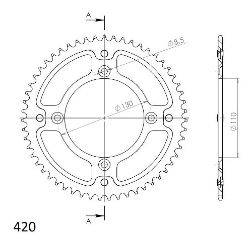 Supersprox Stealth Chain wheel 420 - 52Z (red)