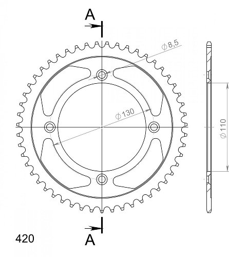 Supersprox Steel Chain wheel 420 - 53Z (black)