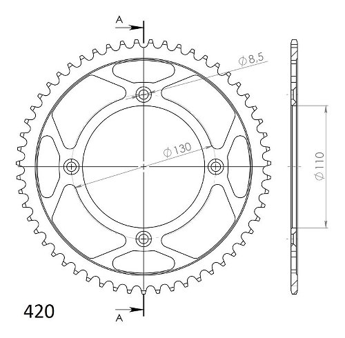 Supersprox Steel Chain wheel 420 - 55Z (black)