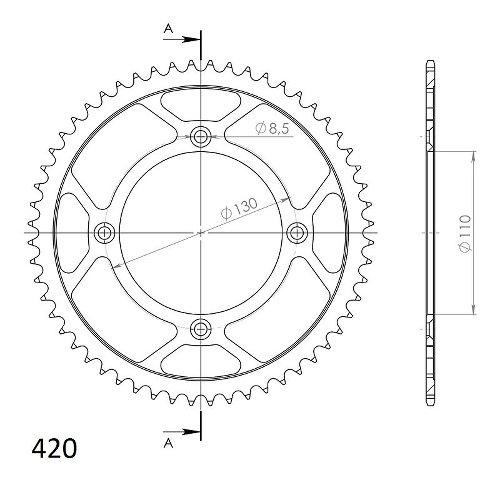 Supersprox Stahl-Kettenrad 420 - 56Z (schwarz)