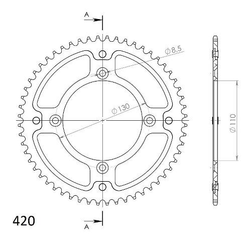 Supersprox Stealth-Kettenrad 420 - 56Z (rot)