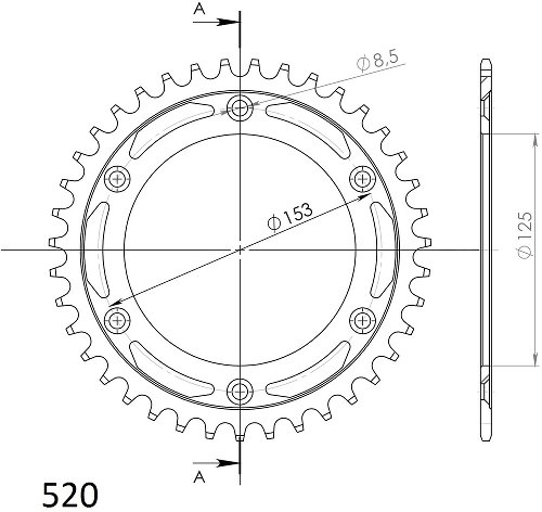 Supersprox acier roue d`entrainement 520 - 38Z (noir)