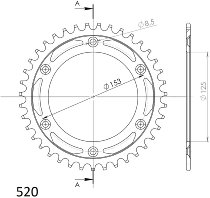 Supersprox acero rueda de cadena 520 - 38Z (negro)