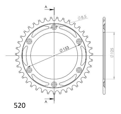 Supersprox acier roue d`entrainement 520 - 39Z (noir)