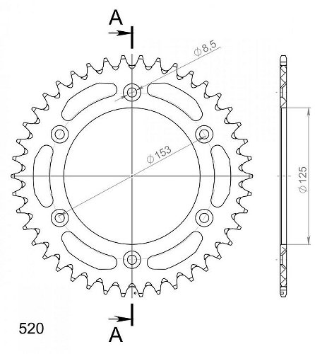 Supersprox aluminium roue d`entrainement 520 - 39Z (noir)