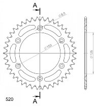 Supersprox aluminio rueda de cadena 520 - 39Z (negro)