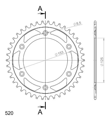 Supersprox acciaio rocchetto per catena 520 - 40Z (nero)