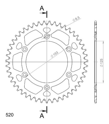 Supersprox aluminium roue d`entrainement 520 - 40Z (rouge)