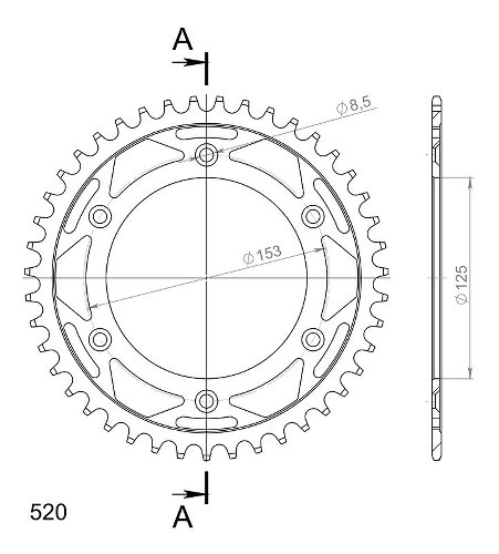 Supersprox acier roue d`entrainement 520 - 43Z (noir)