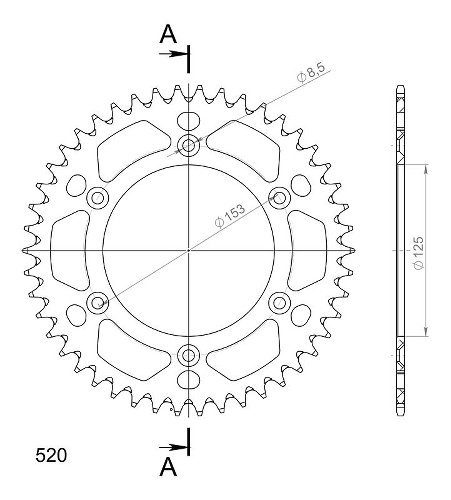 Supersprox alluminio rocchetto per catena 520 - 46Z (nero)