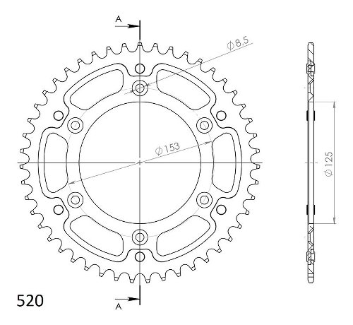 Supersprox Stealth rocchetto per catena 520 - 46Z (nero)