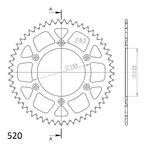 Supersprox alluminio rocchetto per catena 520 - 48Z (oro)