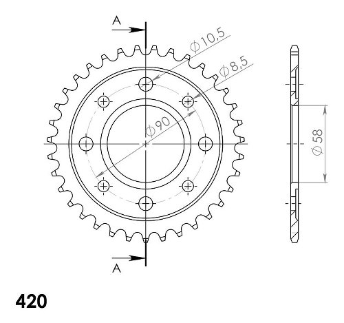 Supersprox Steel Chain wheel 420 - 34Z (black)