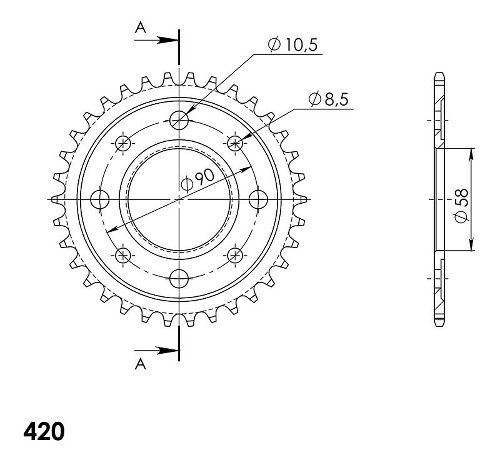 Supersprox Steel Edge chain wheel 420 - 34Z (black)