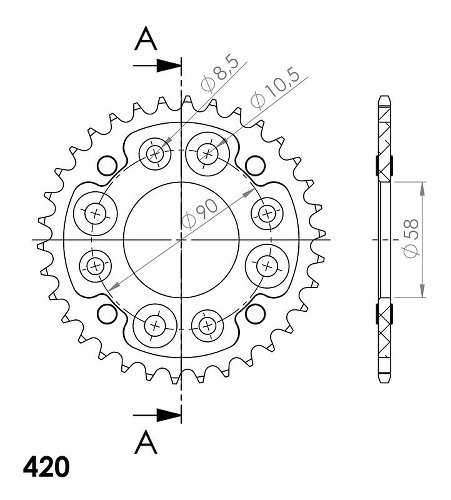 Supersprox Stealth rocchetto per catena 420 - 34Z (nero)