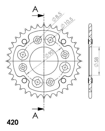 Supersprox Stealth rueda de cadena 420 - 36Z (oro)