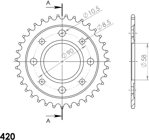 Supersprox acier roue d`entrainement 420 - 37Z (noir)