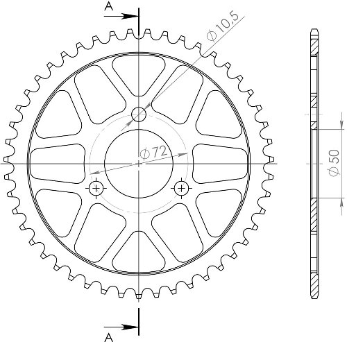 Supersprox Steel Chain wheel 420 - 45Z (black)