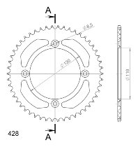 Supersprox alluminio rocchetto per catena 428 - 50Z (nero)