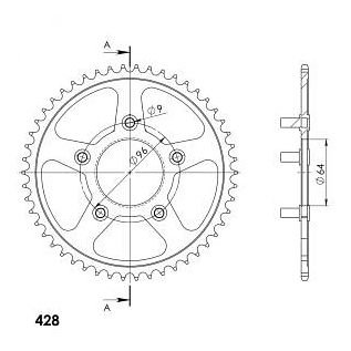 Supersprox Steel Chain wheel 428 - 50Z (black)