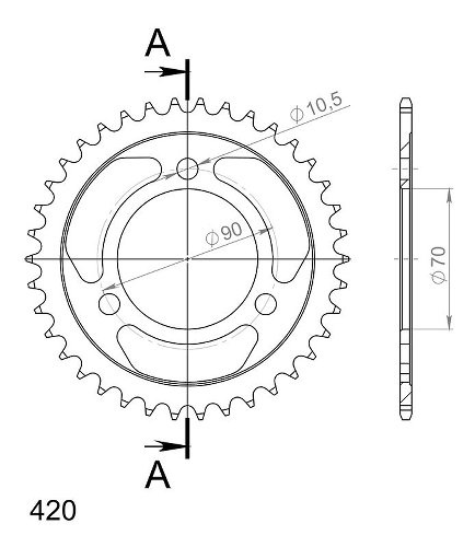 Supersprox acier roue d`entrainement 420 - 38Z (noir)