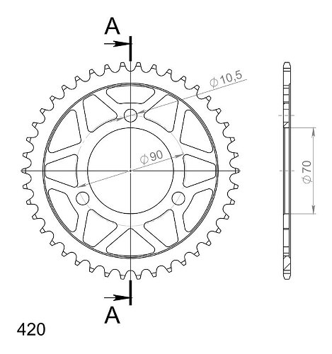 Supersprox Steel Chain wheel 420 - 42Z (black)