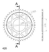 Supersprox acciaio rocchetto per catena 420 - 42Z (nero)