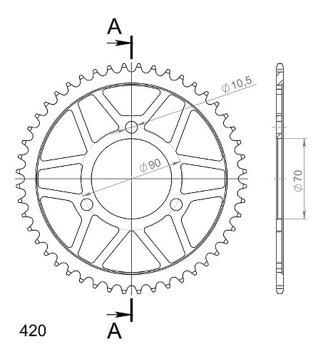 Supersprox Steel Chain wheel 420 - 48Z (black)