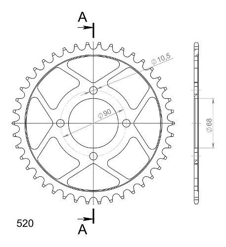 Supersprox acciaio rocchetto per catena 520 - 42Z (nero)