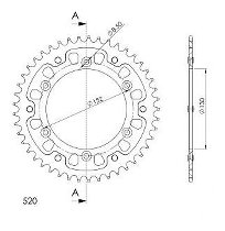 Supersprox Stealth rueda de cadena 520 - 44Z (rojo)