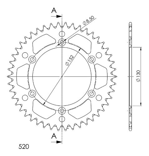 Supersprox aluminio rueda de cadena 520 - 46Z (negro)