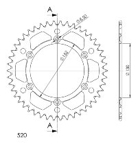 Supersprox alluminio rocchetto per catena 520 - 46Z (nero)