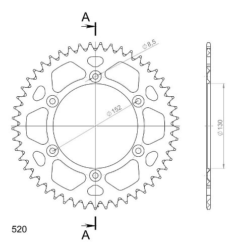 Supersprox aluminium roue d`entrainement 520 - 49Z (noir)