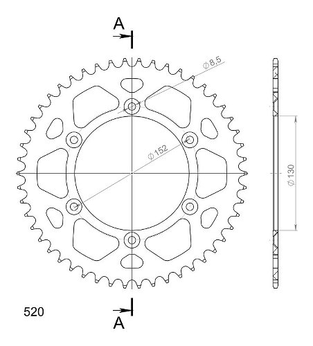 Supersprox Aluminium Chain wheel 520 - 50Z (black)