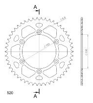 Supersprox aluminio rueda de cadena 520 - 50Z (negro)