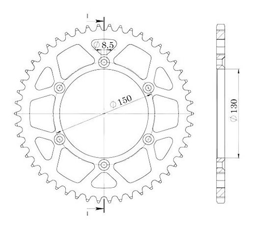 Supersprox alluminio rocchetto per catena 520 - 37Z (rosso)