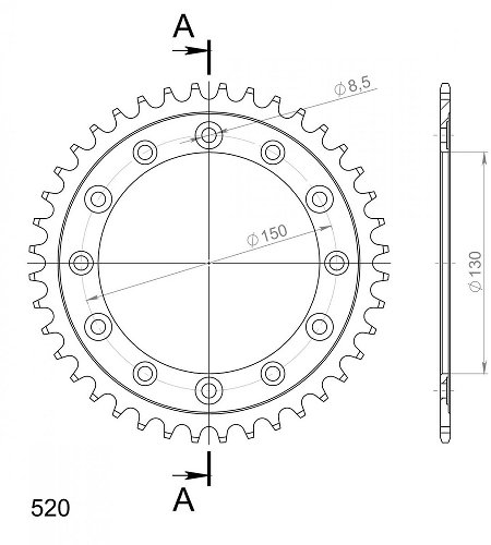 Supersprox acier roue d`entrainement 520 - 38Z (noir)