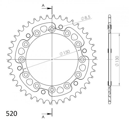 Supersprox Stealth rueda de cadena 520 - 39Z (oro)