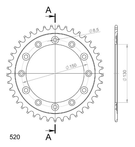 Supersprox Stahl-Kettenrad 520 - 41Z (schwarz)