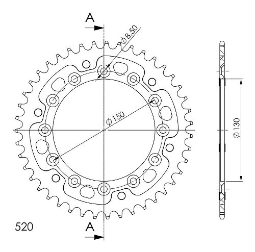 Supersprox Stealth Chain wheel 520 - 43Z (blue)