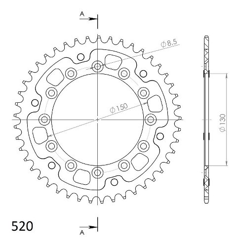 Supersprox Stealth Chain wheel 520 - 45Z (blue)