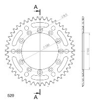 Supersprox alluminio rocchetto per catena 520 - 47Z (nero)