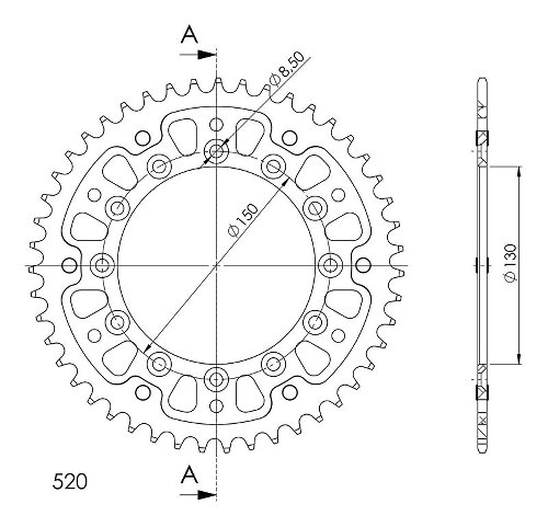 Supersprox Stealth Chain wheel 520 - 47Z (blue)