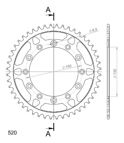 Supersprox Steel Chain wheel 520 - 48Z (black)