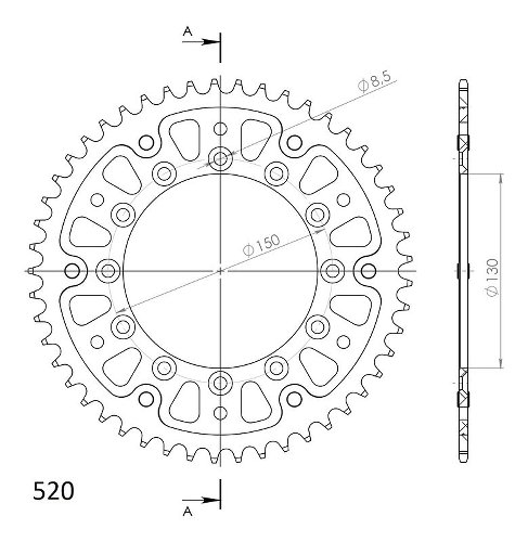 Supersprox Stealth rueda de cadena 520 - 48Z (rojo)