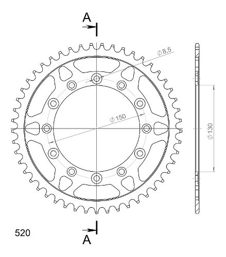 Supersprox Steel Chain wheel 520 - 49Z (black)