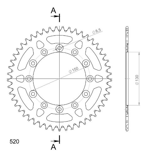 Supersprox aluminium roue d`entrainement 520 - 49Z (noir)